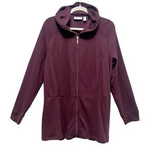Full zip hoodie. Maroon. Lightweight. Long sleeve. Size XL. By D & Co. Active